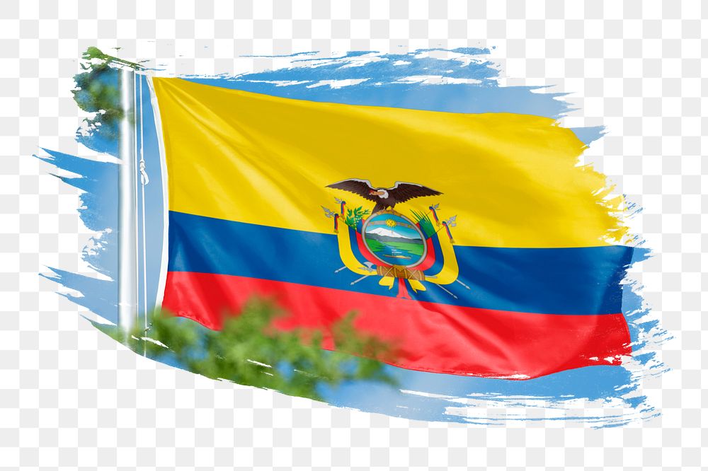 Ecuadorian flag png sticker, brush stroke design, transparent background
