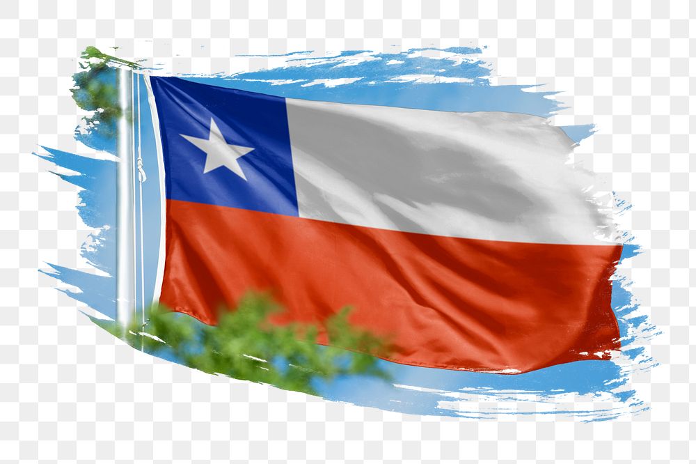 Chile flag png sticker, brush stroke design, transparent background