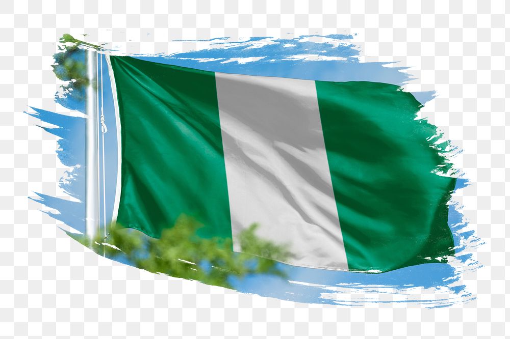 Nigeria flag png sticker, brush stroke design, transparent background
