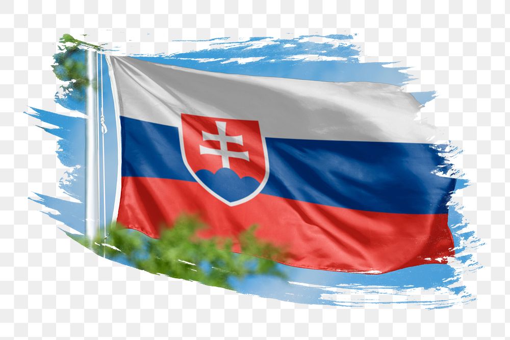 Slovakia flag png sticker, brush stroke design, transparent background