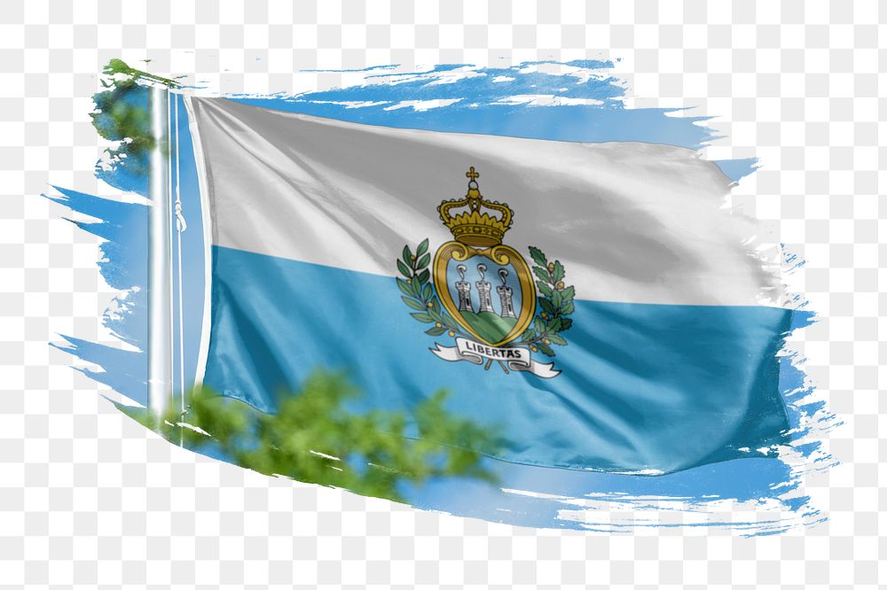 San Marino flag png sticker, brush stroke design, transparent background