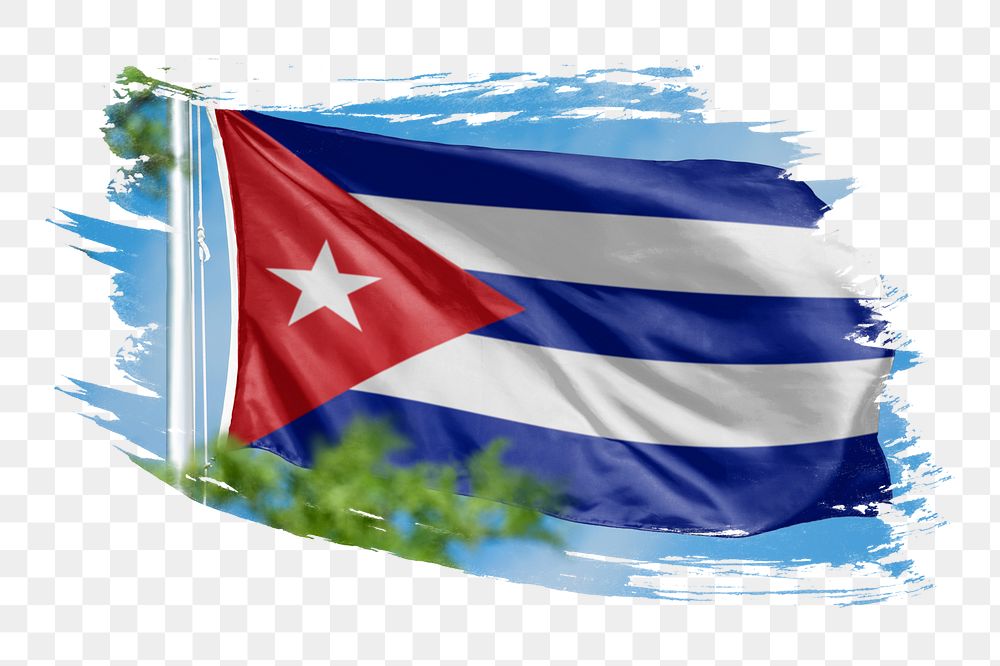 Cuba flag png sticker, brush stroke design, transparent background