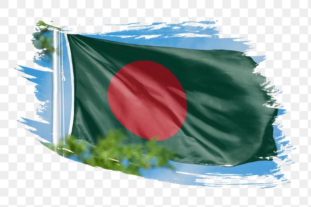 Bangladesh flag png sticker, brush stroke design, transparent background