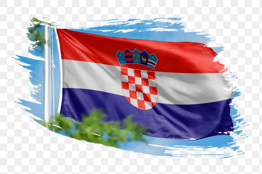 Croatia flag png sticker, brush stroke design, transparent background