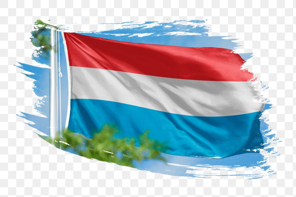 Luxembourg flag png sticker, brush stroke design, transparent background