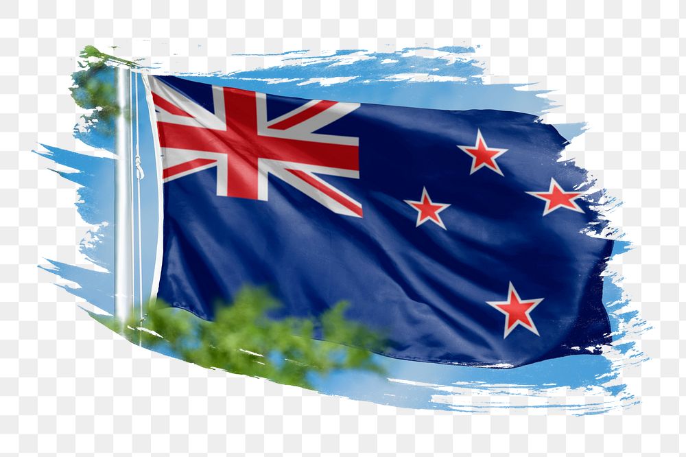 New Zealand flag png sticker, brush stroke design, transparent background