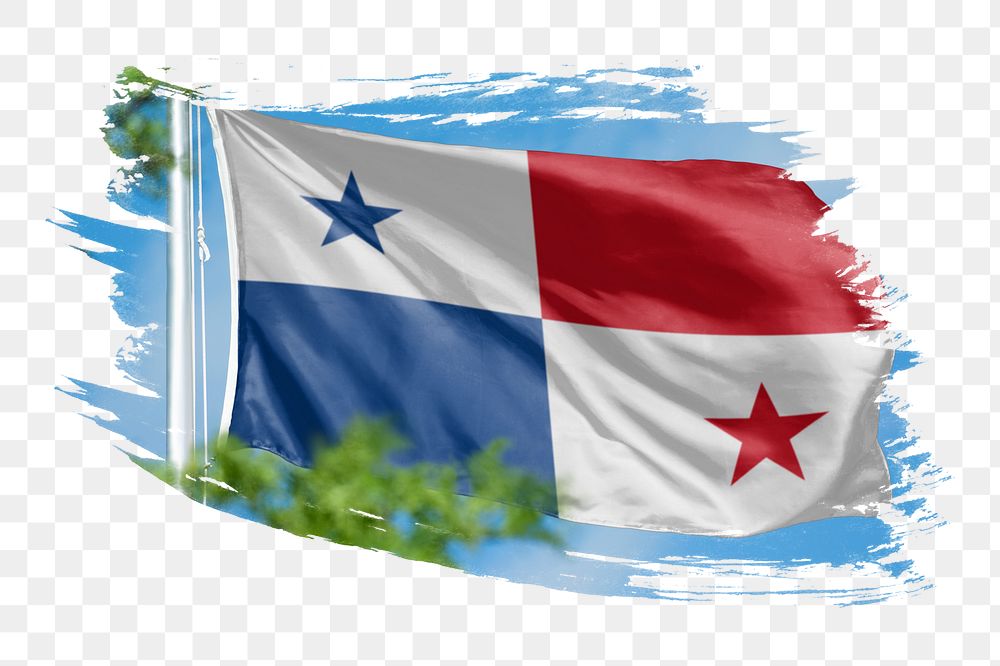 Panama flag png sticker, brush stroke design, transparent background