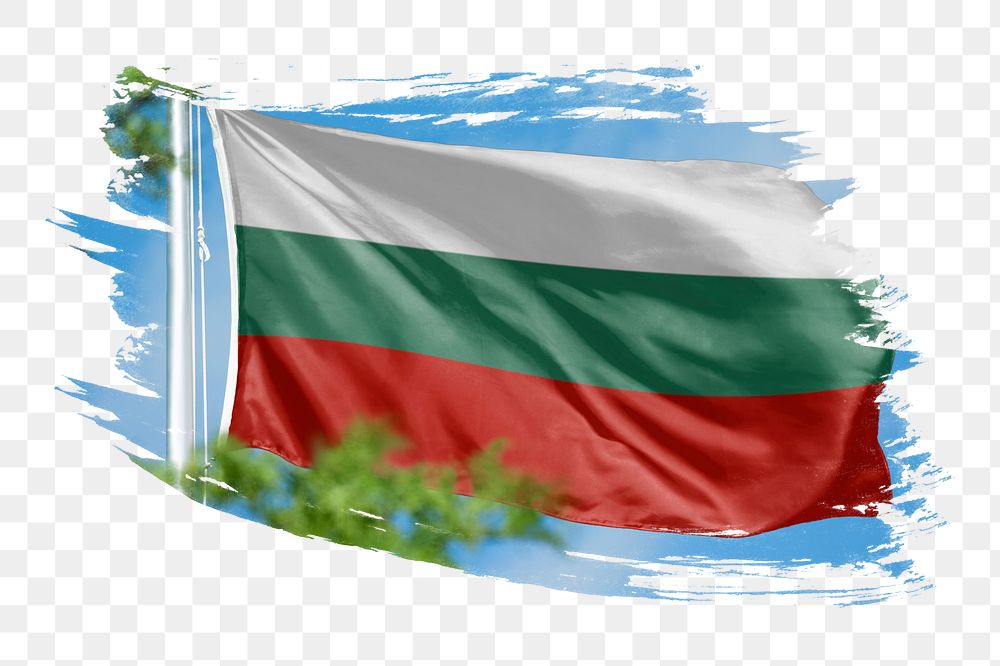 Bulgaria flag png sticker, brush stroke design, transparent background
