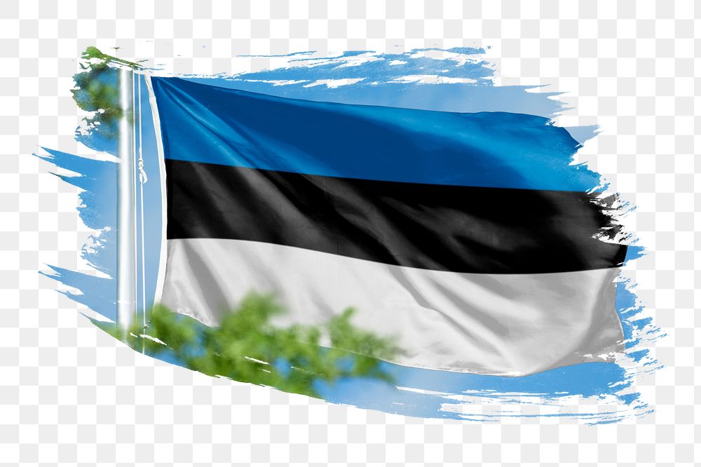 Estonia flag png sticker, brush stroke design, transparent background