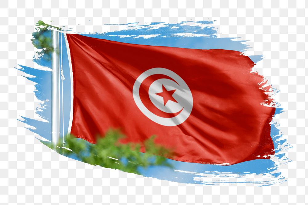 Tunisia flag png sticker, brush stroke design, transparent background