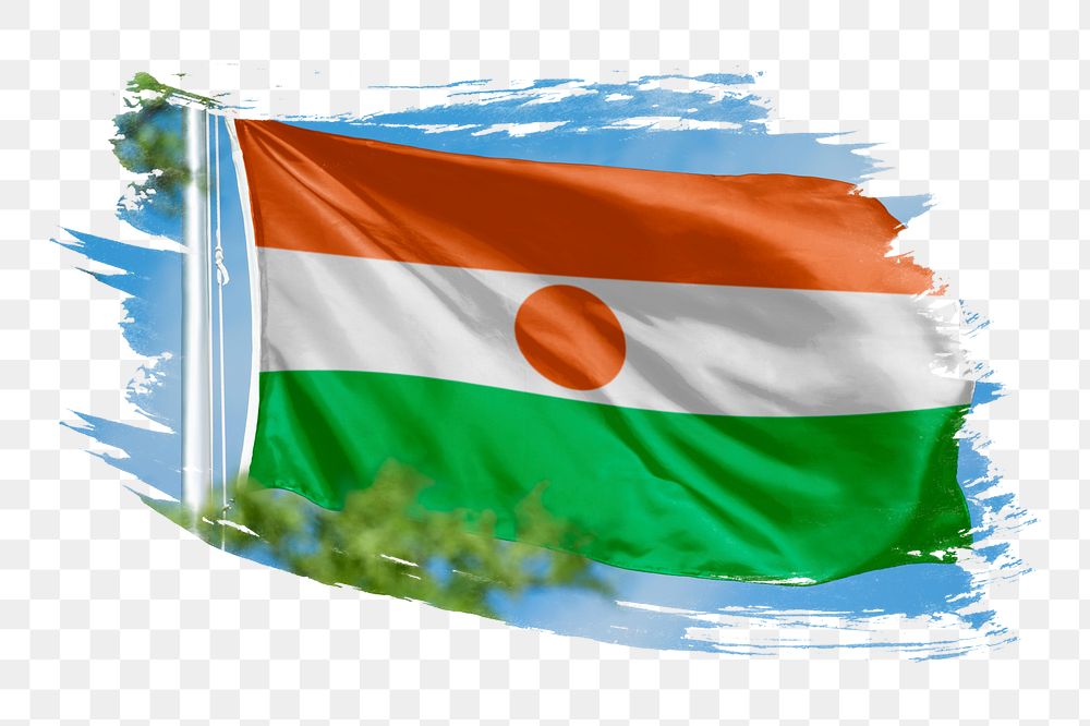 Niger flag png sticker, brush stroke design, transparent background