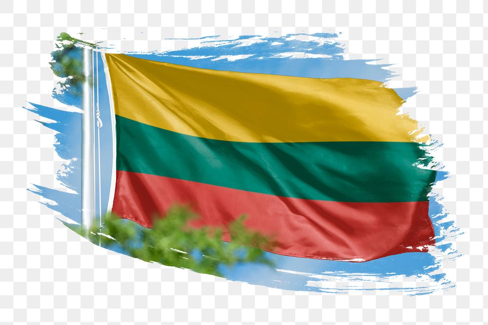 Lithuania flag png sticker, brush stroke design, transparent background