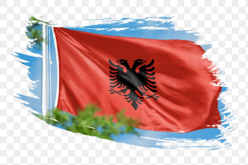 Albanian flag png sticker, brush stroke design, transparent background
