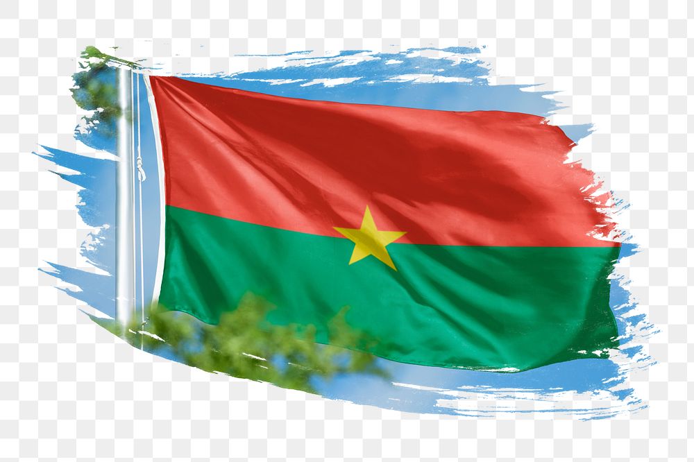 Burkina Faso flag png sticker, brush stroke design, transparent background