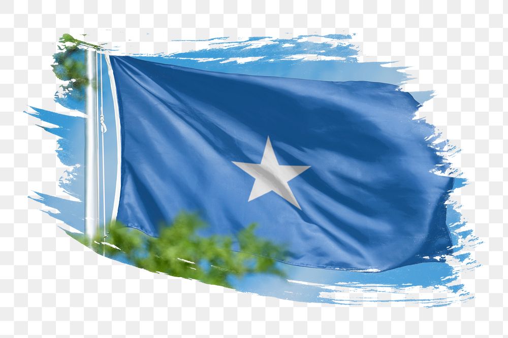 Somali flag png sticker, brush stroke design, transparent background