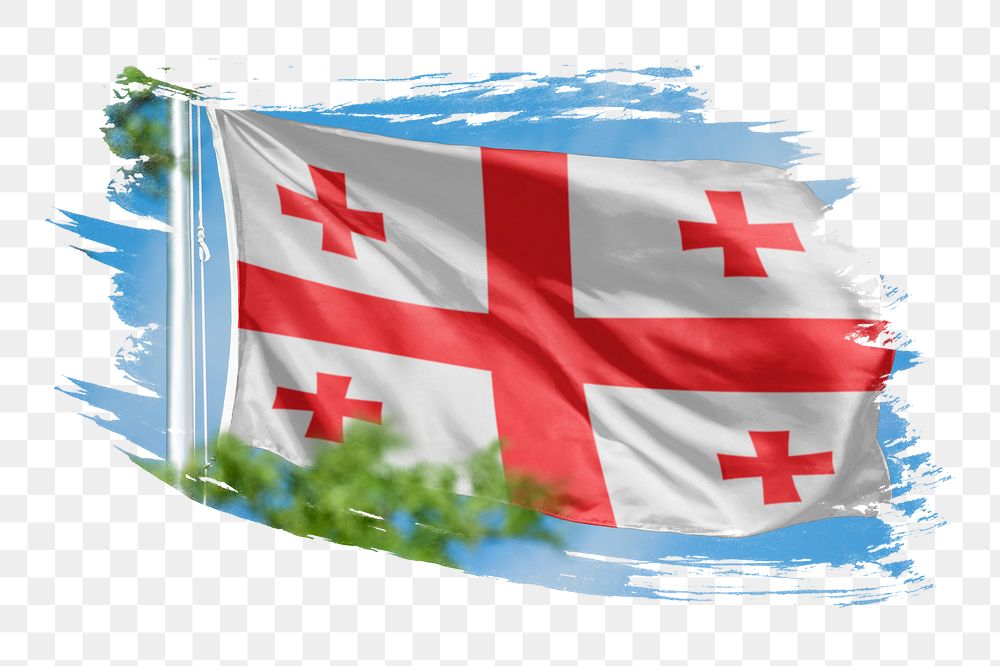Georgia flag png sticker, brush stroke design, transparent background