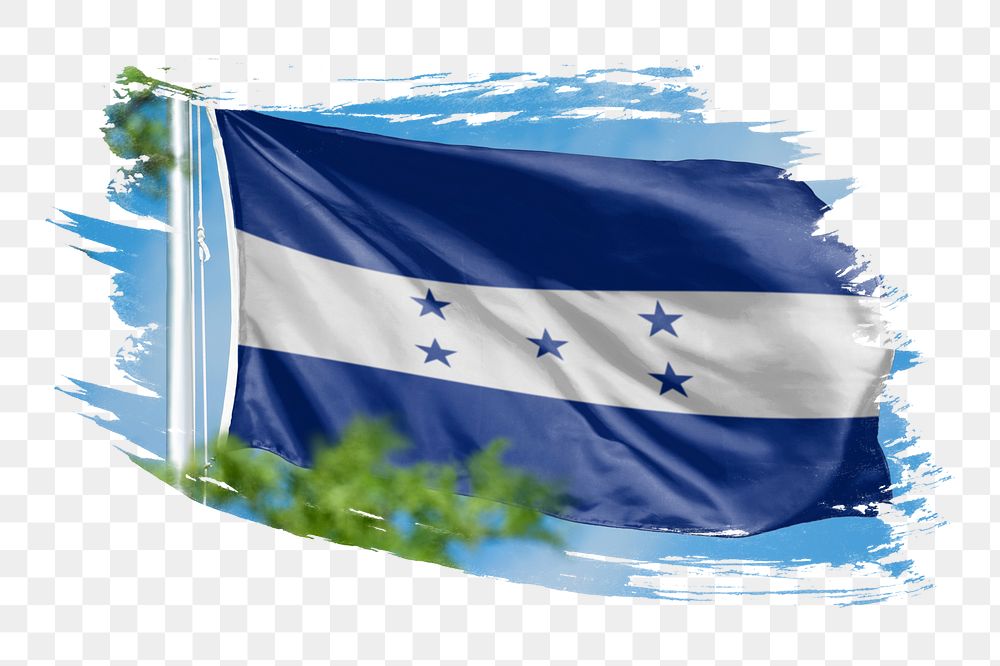 Honduran flag png sticker, brush stroke design, transparent background