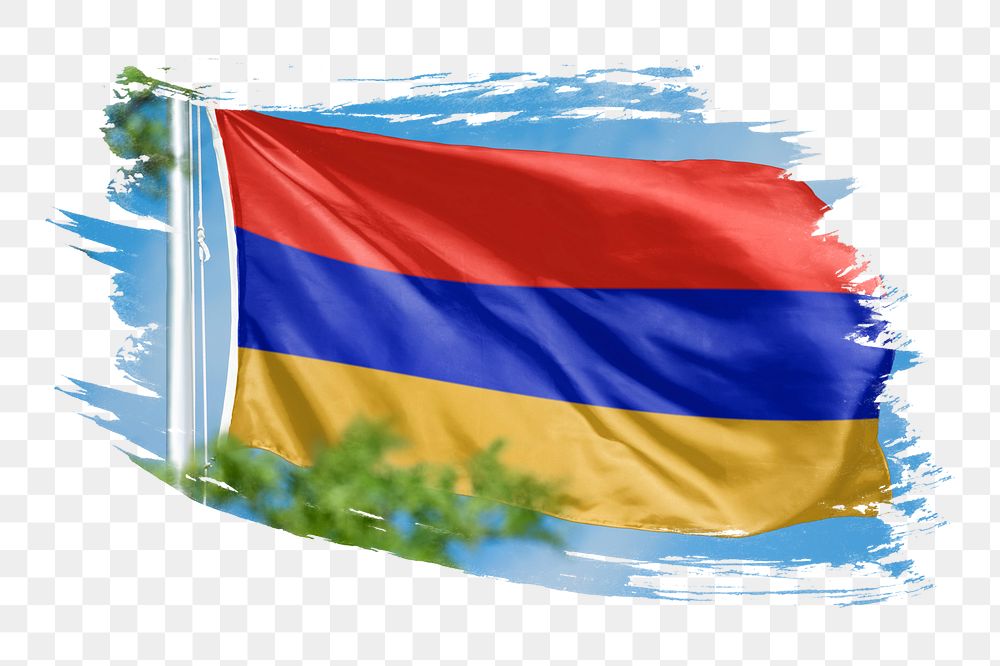 Armenia flag png sticker, brush stroke design, transparent background