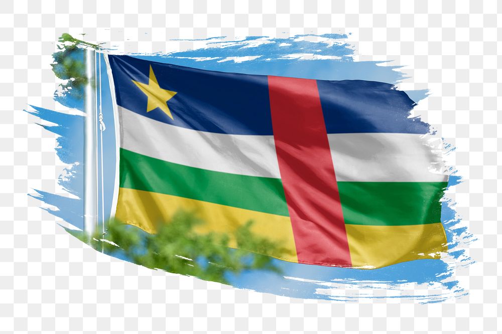 Central African flag png sticker, brush stroke design, transparent background