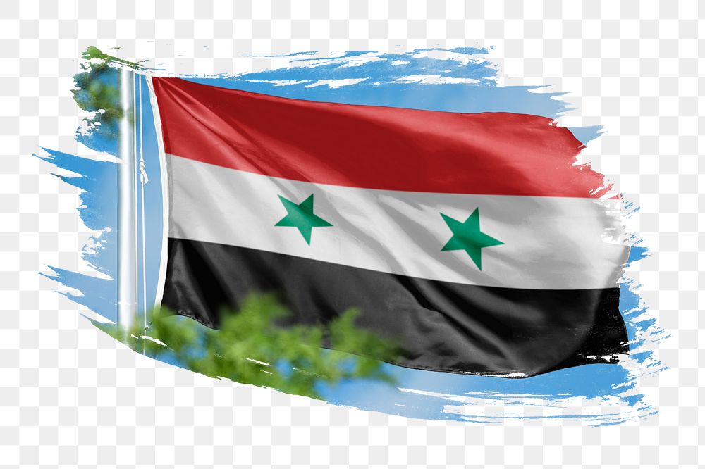 Syria flag png sticker, brush stroke design, transparent background