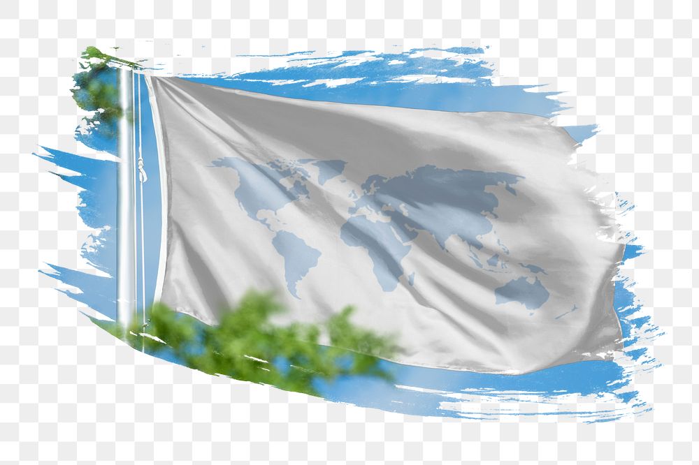 World map flag png sticker, brush stroke design, transparent background