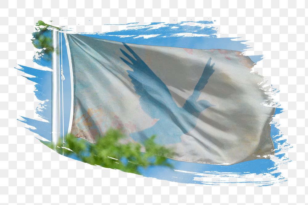 Blue bird flag png sticker, brush stroke design, transparent background
