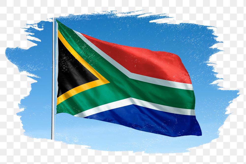 South African png flag brush stroke sticker, transparent background