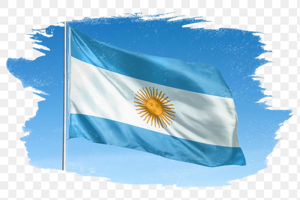 Argentina png flag brush stroke sticker, transparent background