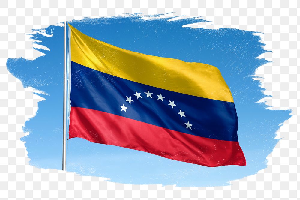Venezuela png flag brush stroke sticker, transparent background