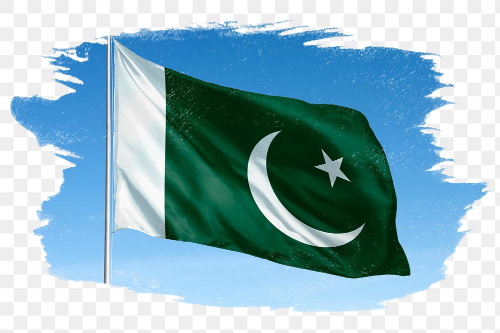 Pakistan png flag brush stroke sticker, transparent background