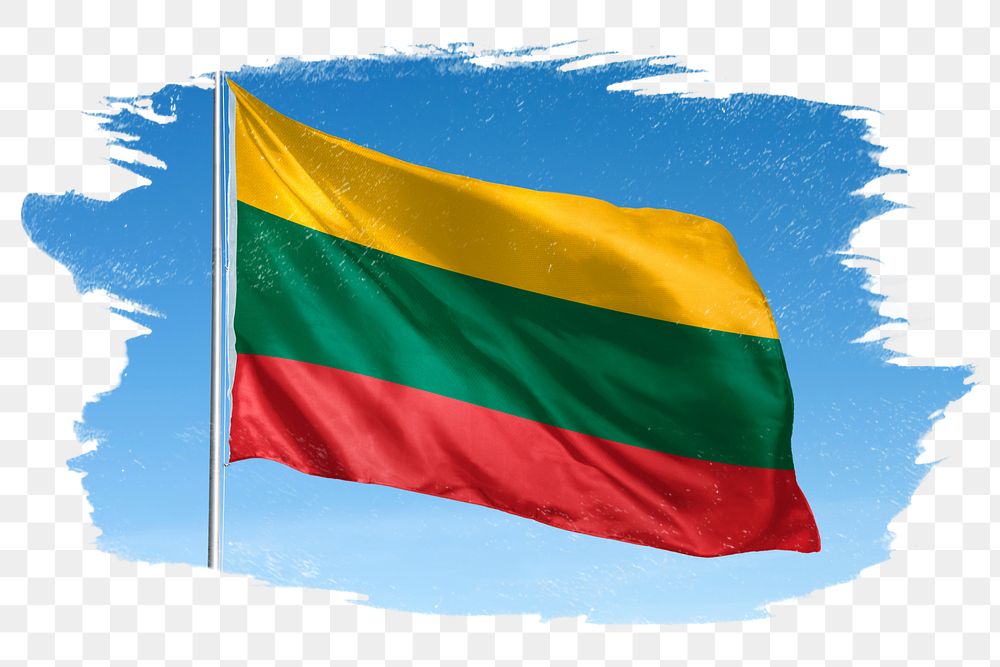 Lithuania png flag brush stroke sticker, transparent background