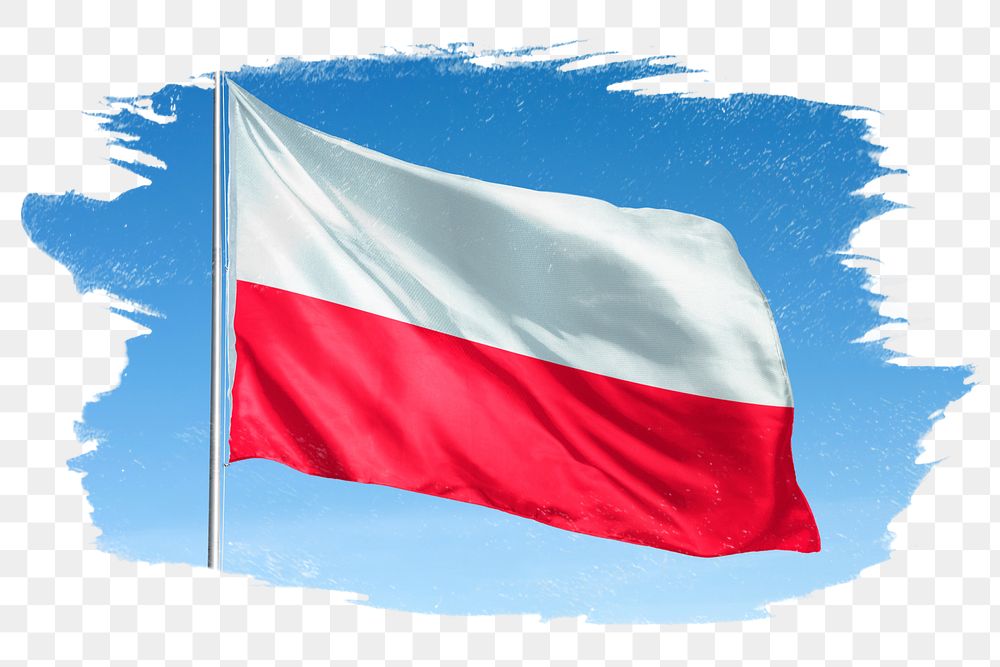 Poland png flag brush stroke sticker, transparent background