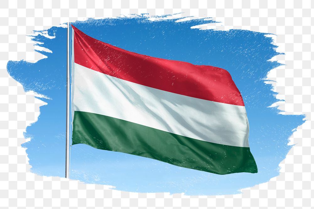 Hungary png flag brush stroke sticker, transparent background