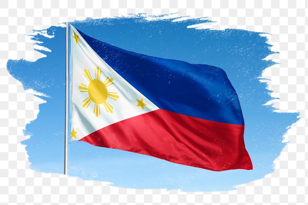 Philippines png flag brush stroke sticker, transparent background