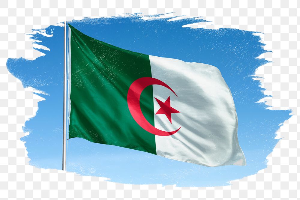 Algeria png flag brush stroke sticker, transparent background