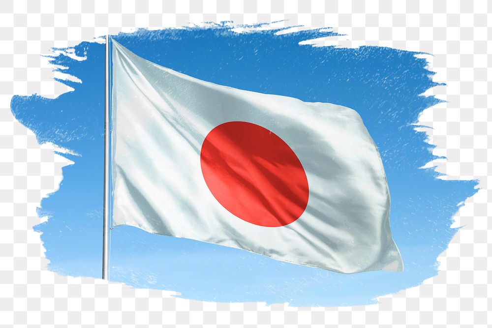 Japan png flag brush stroke sticker, transparent background