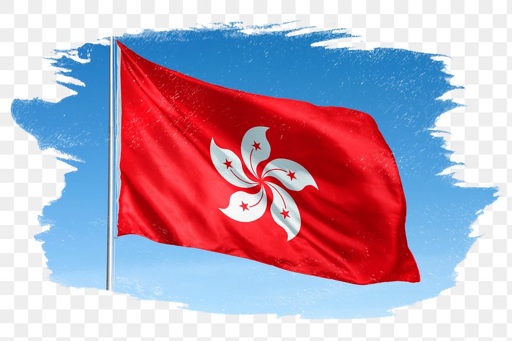 Hong Kong png flag brush stroke sticker, transparent background