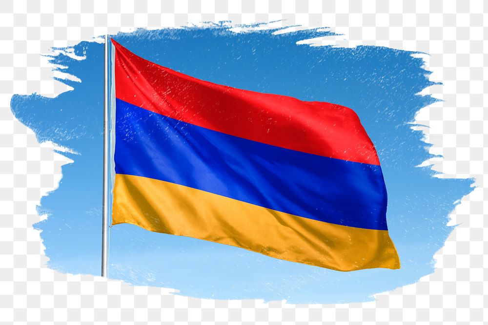 Armenia png flag brush stroke sticker, transparent background