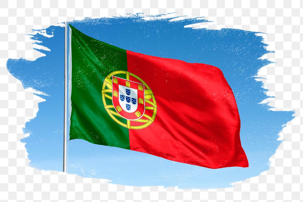 Portugal png flag brush stroke sticker, transparent background