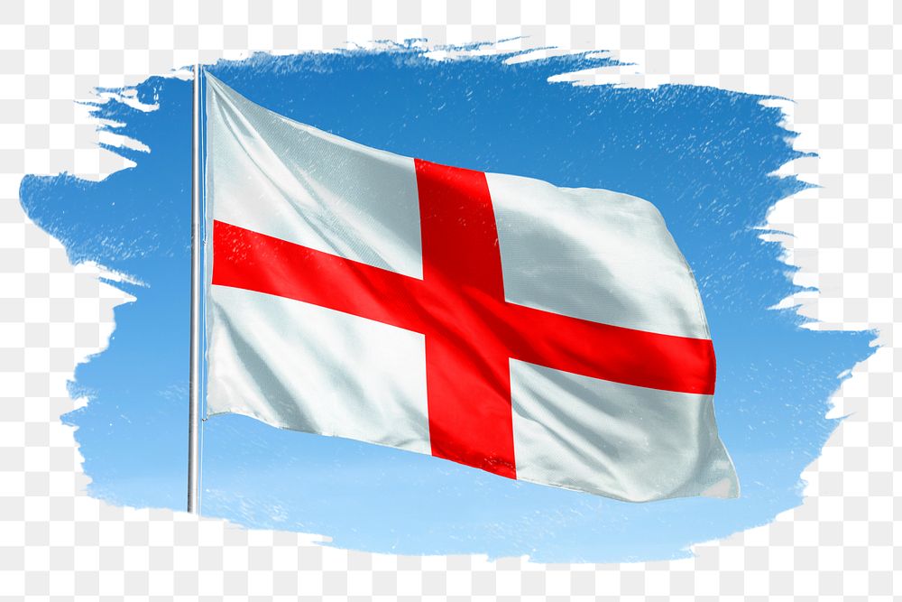 Saint George's Cross png flag brush stroke sticker, transparent background