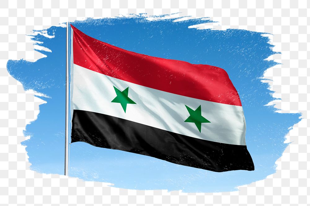 Syria png flag brush stroke sticker, transparent background