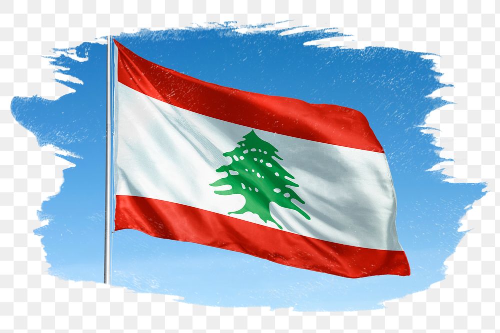 Lebanon png flag brush stroke sticker, transparent background