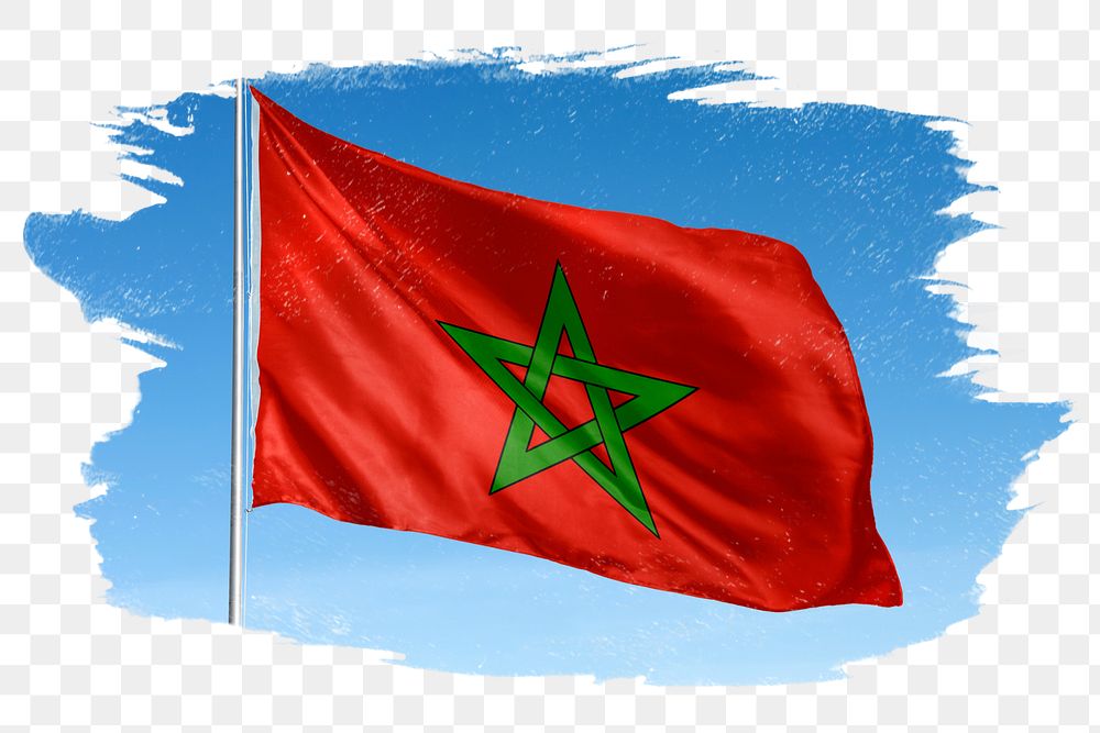 Morocco png flag brush stroke sticker, transparent background