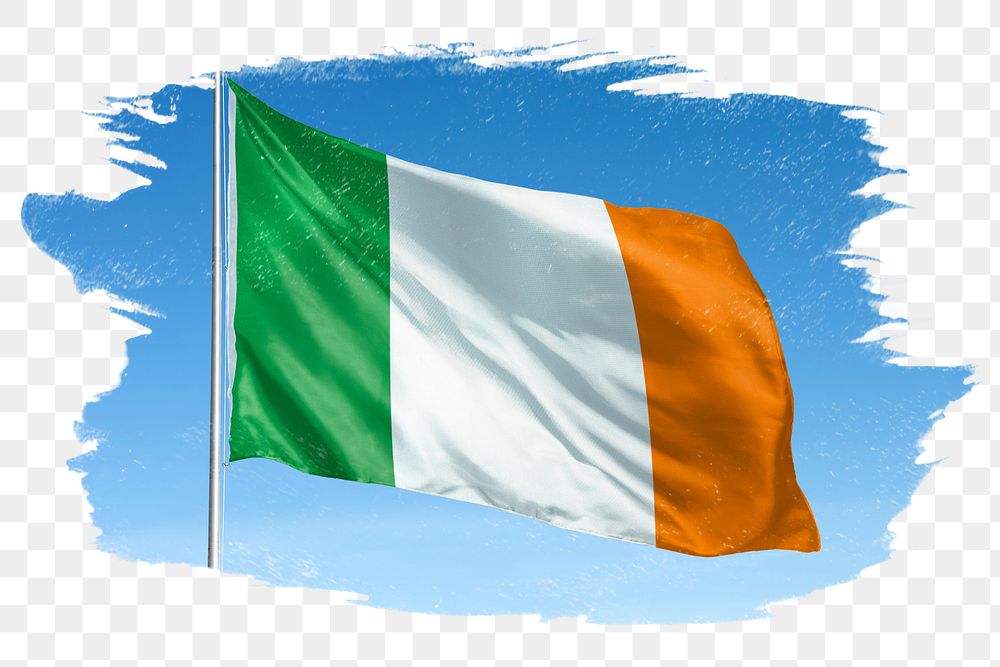 Irish png flag brush stroke sticker, transparent background