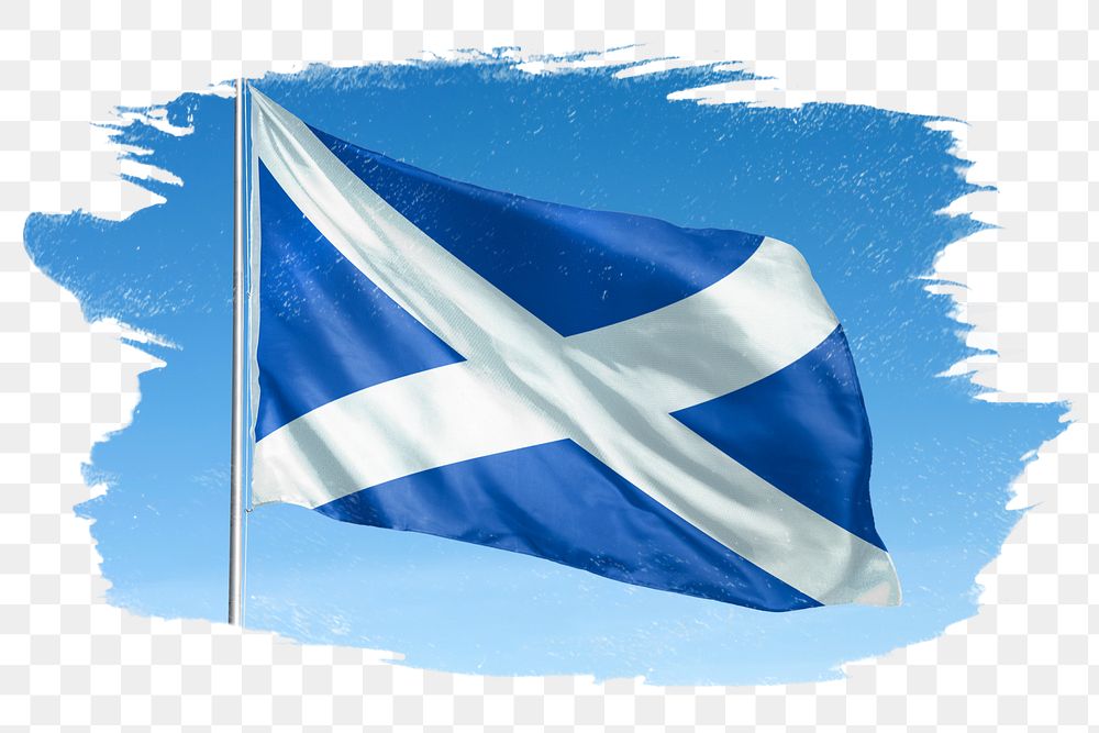 Scotland png flag brush stroke sticker, transparent background