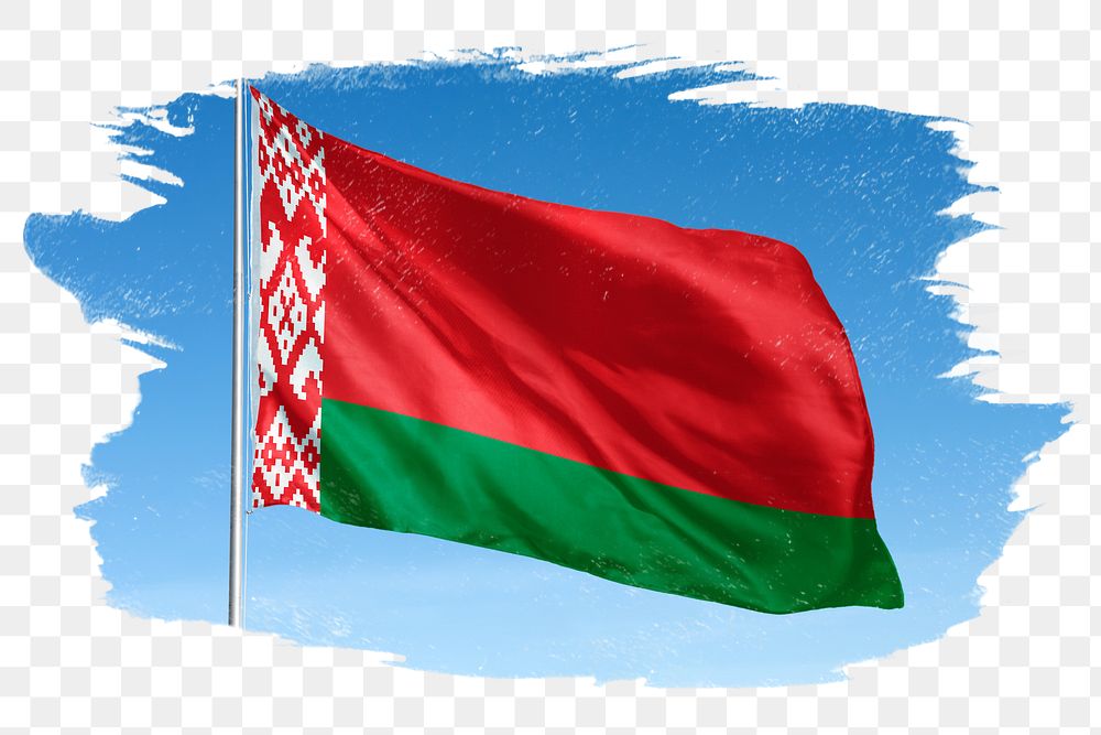 Belarus png flag brush stroke sticker, transparent background