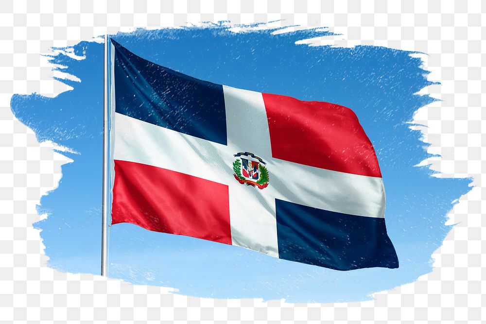 Dominican Republic png flag brush stroke sticker, transparent background