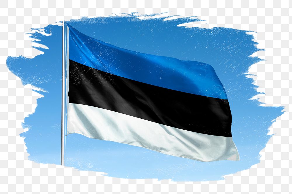 Estonia png flag brush stroke sticker, transparent background