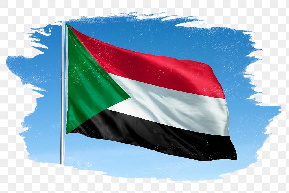 Sudan png flag brush stroke sticker, transparent background