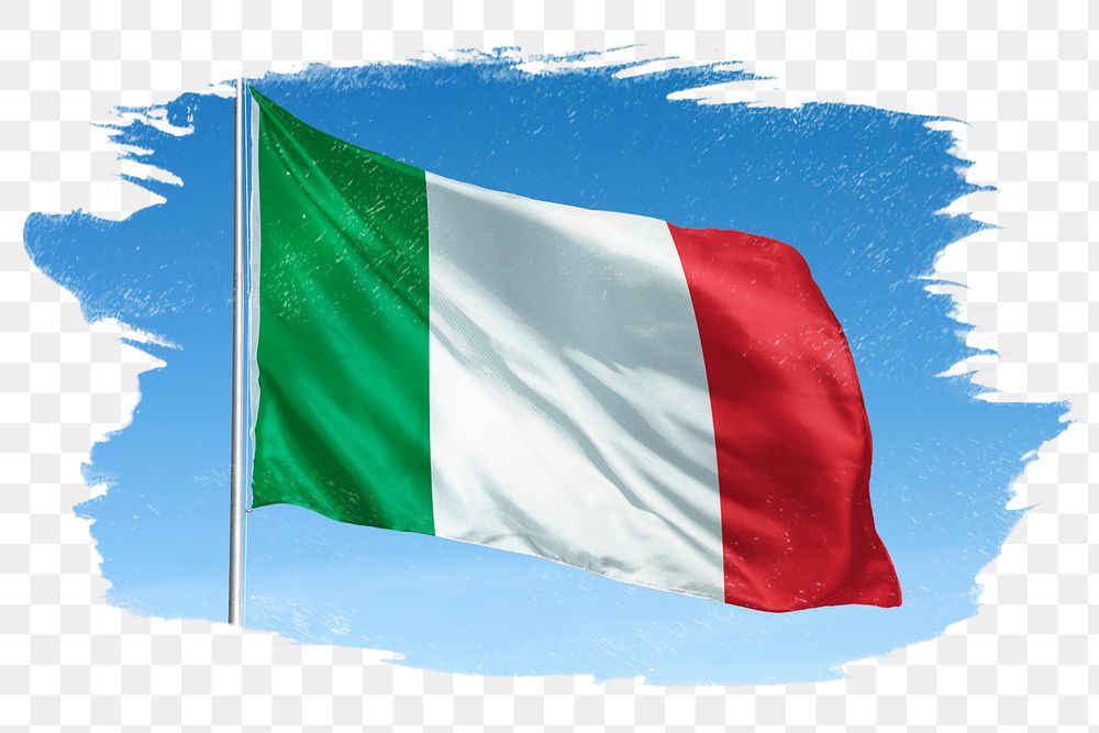 Italy png flag brush stroke sticker, transparent background